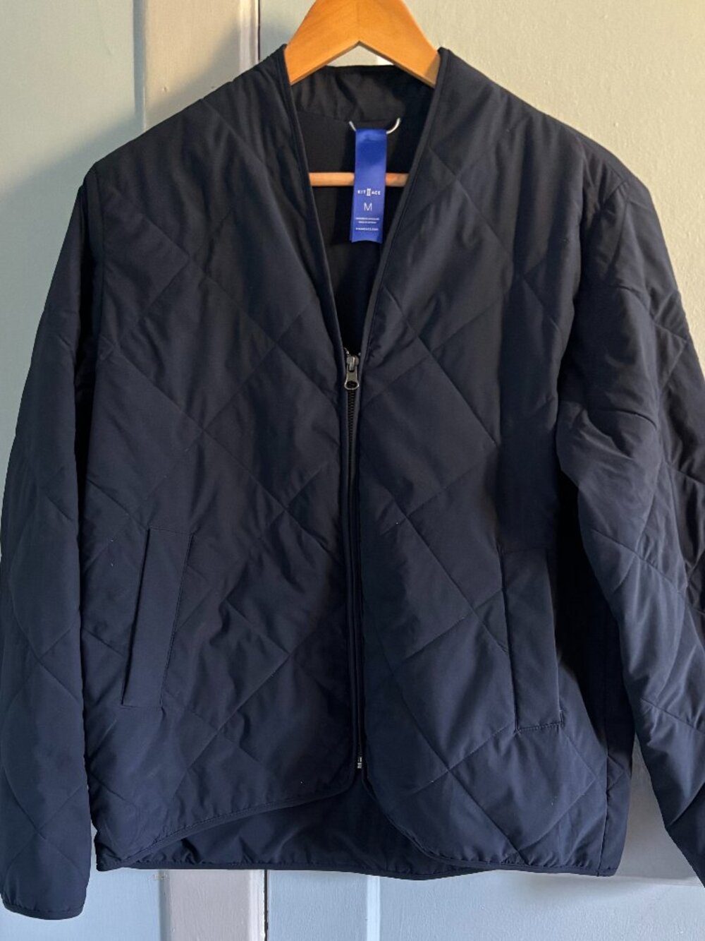 Kit and Ace Navy Blue Quilted Collarless Zip Up Jacket Women’s Size M in EUC